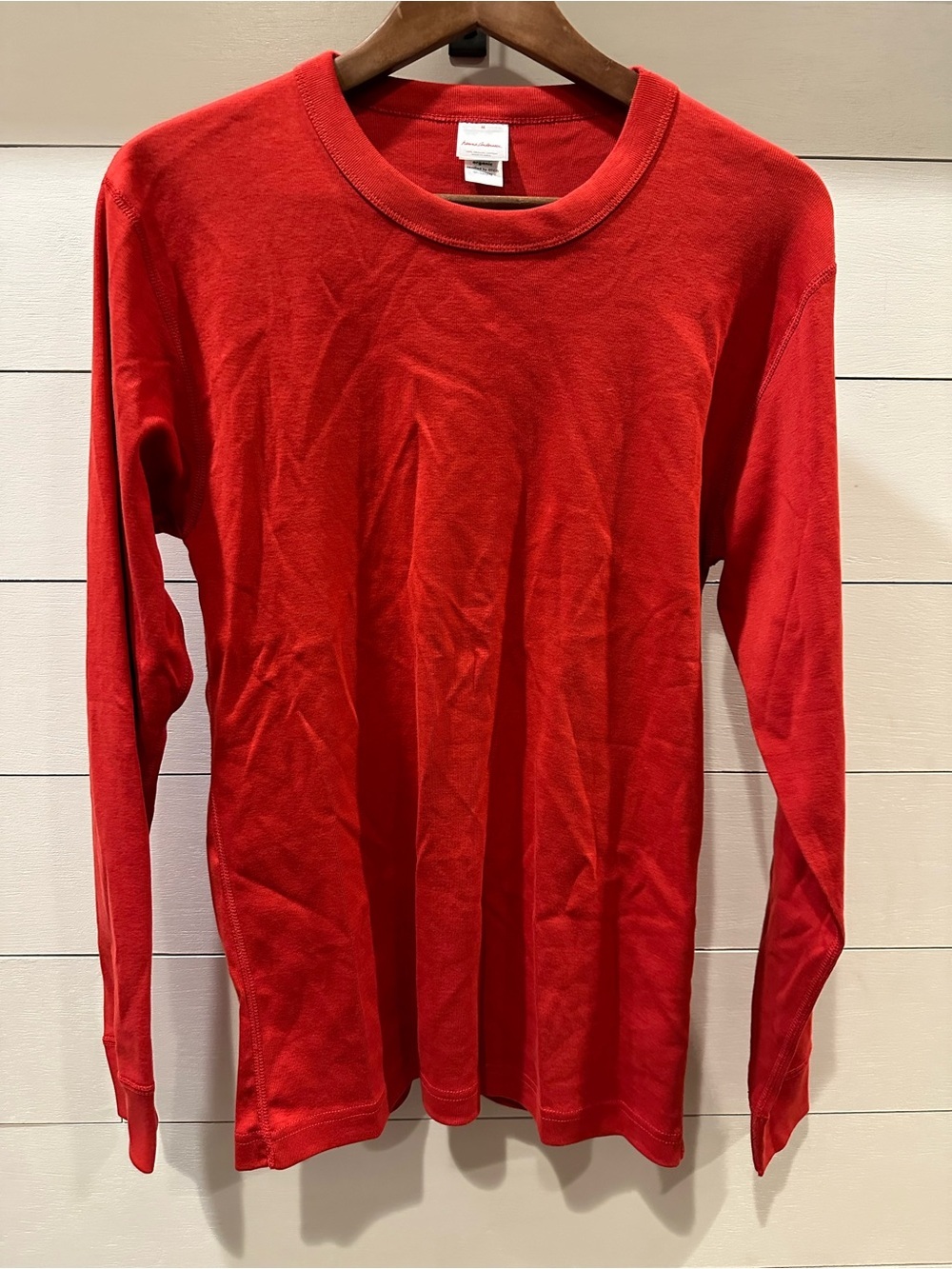 Hannah Anderson Womens Organic Solid Red Long Sleeve Crewneck Shirt- size Medium